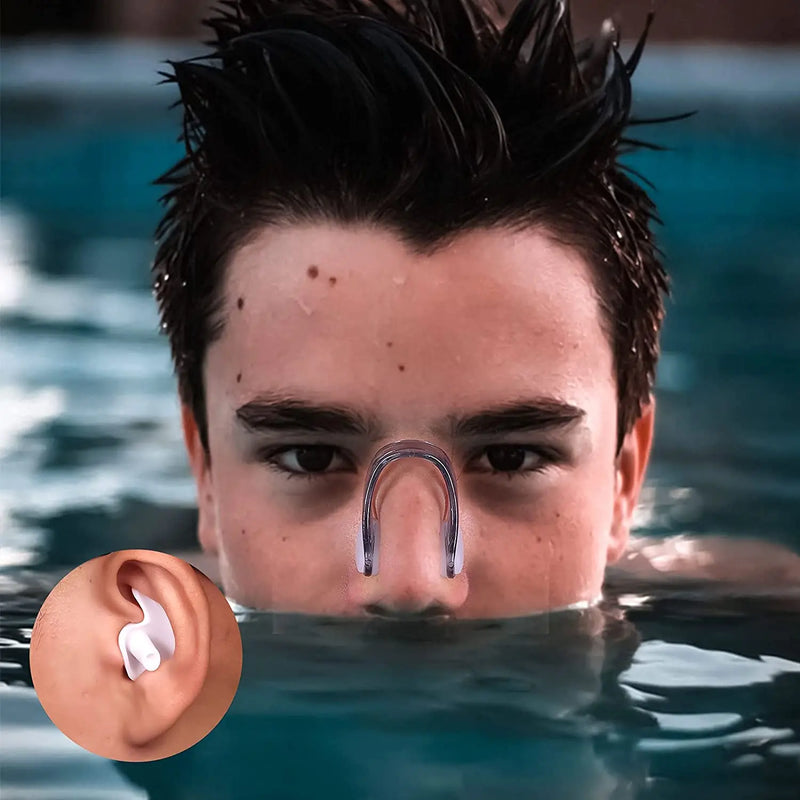 Swimming Nose Clip Ear Plug Set W/ Box Environmental Soft Silicone NoseClip & EarPlugs for Kids Adults Beginner Swimming Diving