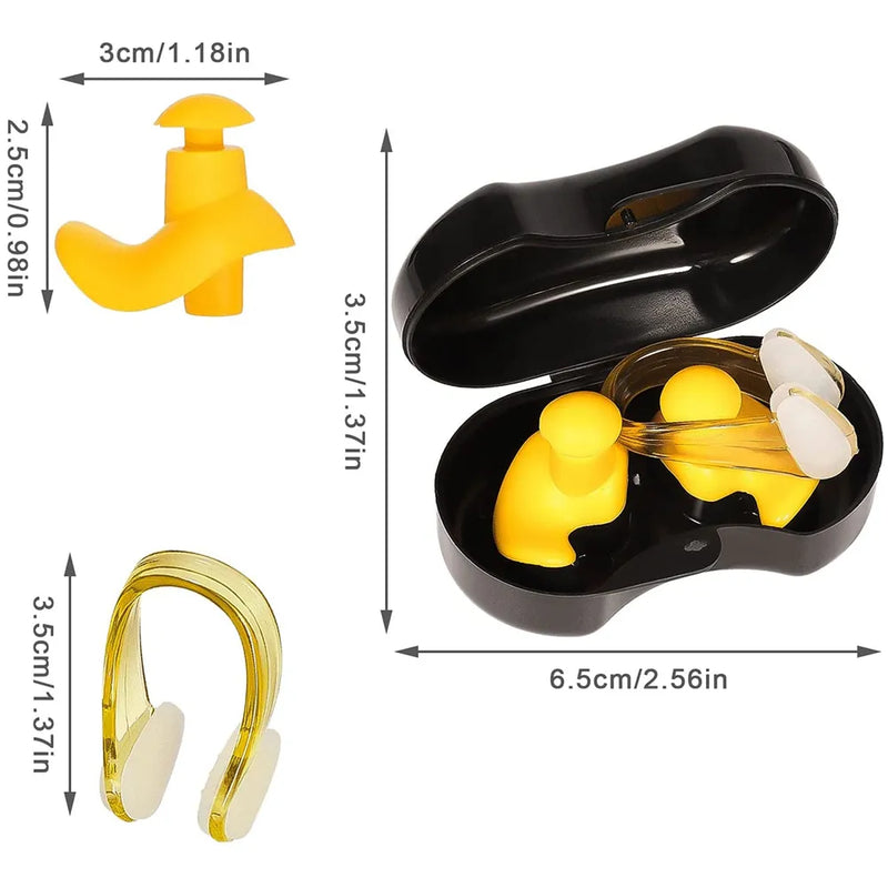 Swimming Nose Clip Ear Plug Set W/ Box Environmental Soft Silicone NoseClip & EarPlugs for Kids Adults Beginner Swimming Diving