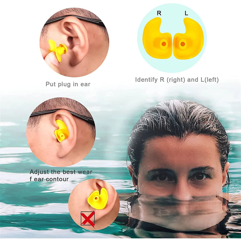 Swimming Nose Clip Ear Plug Set W/ Box Environmental Soft Silicone NoseClip & EarPlugs for Kids Adults Beginner Swimming Diving